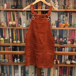 Brand new corduroy orange overall dress